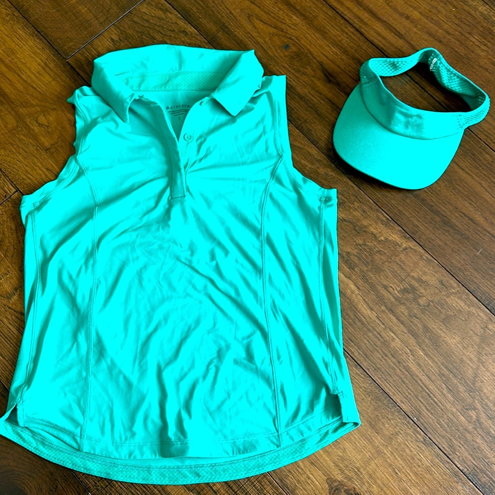Athleta golf polo and visor